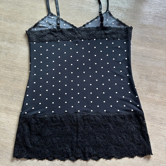 White House black market Black Polka Dot Lace Trim Chemise small - Picture 4 of 7